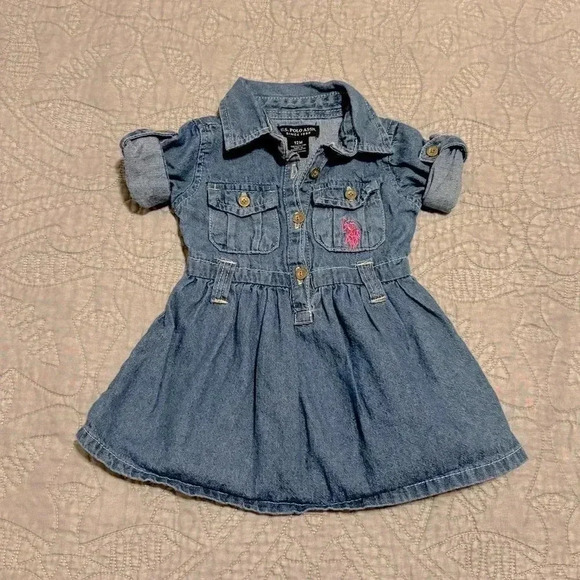 Girls 12 Month 100% Cotton Jean Dress - Picture 1 of 5